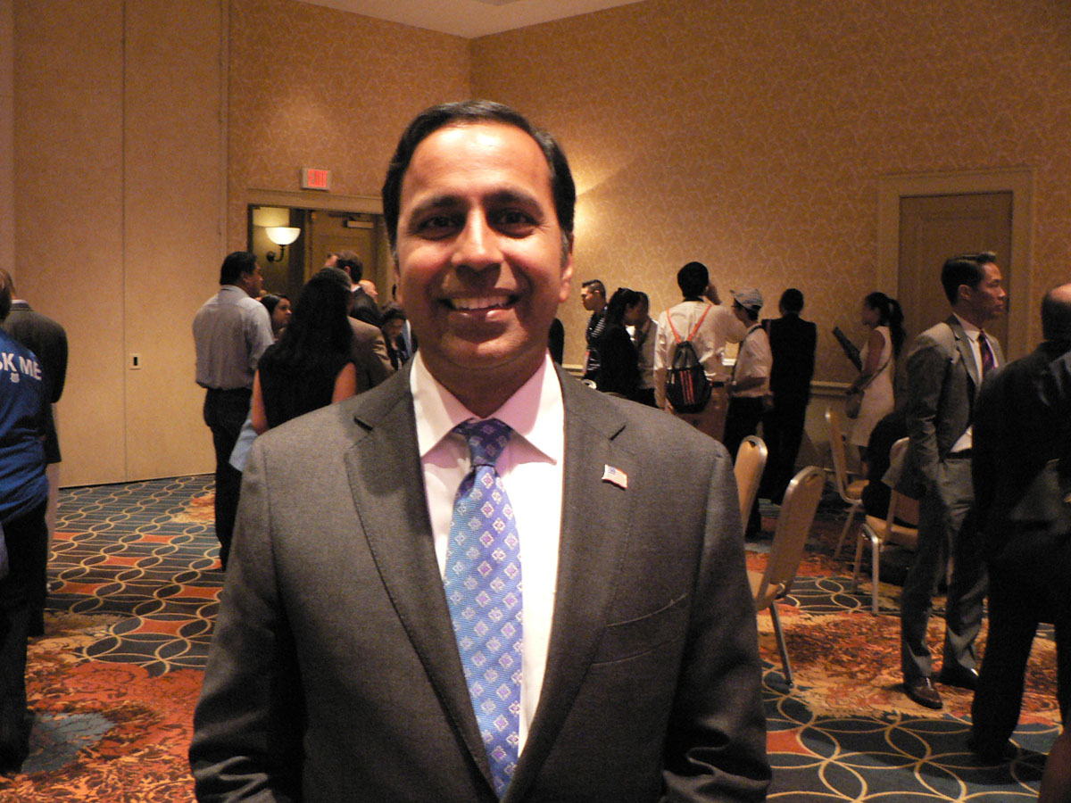 Raja Krishnamoorthi, who is running for Congress from Illinois, was presented as Democratic Party\'s “New Leader of Tomorrow” the Party\'s national Convention in Philadelphia on Wednesday, July 27, 2016. (Credit: IANS)