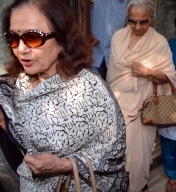 Asha Parekh and Waheeda Rahman arrive to pay tribute to Sadhana (Photo: IANS)