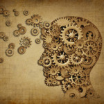 Human brain function grunge with gears