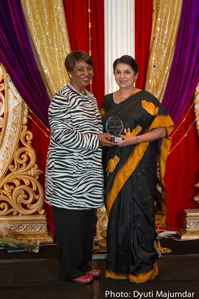 Sylvia-Jones giving Lifetime Achievement Award to Shah