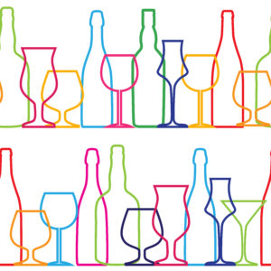 Vector Illustration of Silhouette Alcohol Bottle Seamless Pattern Background EPS10