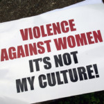 A sign from the Men Against Violence Against Women (MAVAW) proje