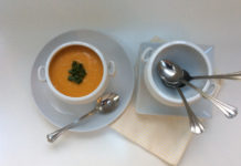 Carrot-lentil soup with fresh, ginger-root. Gluten-free, vegan