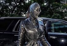 Kim Kardashian’s black leather suit leaves fans in the dark