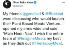 SRK launches Riteish and Genelia Deshmukh’s plant-based ‘meat’ brand