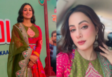 Hina Khan pairs Anarkali suit with blushed cheeks, winged eyeliner & oxidised jhumkas