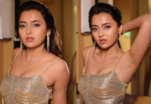 Tejasswi Prakash sizzles in golden shimmery dress, wet hair and glossy makeup