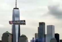 Banner over New York City, Statue of Liberty calls for end to genocide of Hindus in Bangladesh