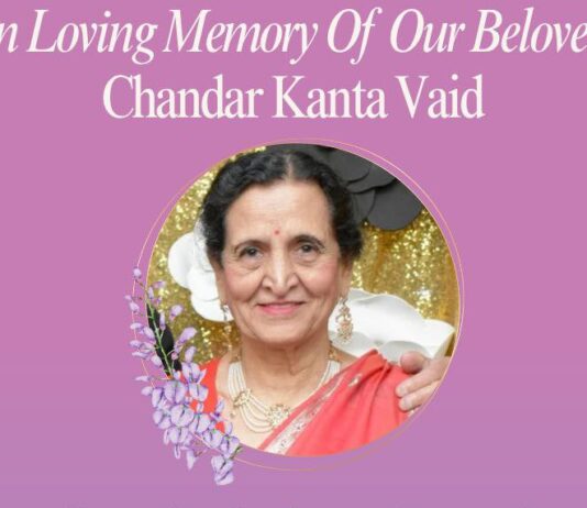Chandar Kanta Vaid Passes Away at 86, Longtime Boston Resident and Devoted Community Member